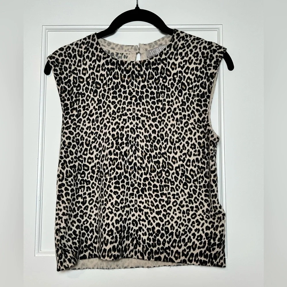 J.Crew Featherweight Cashmere-blend Leopard Print Sweater (Small) - Picture 2 of 3